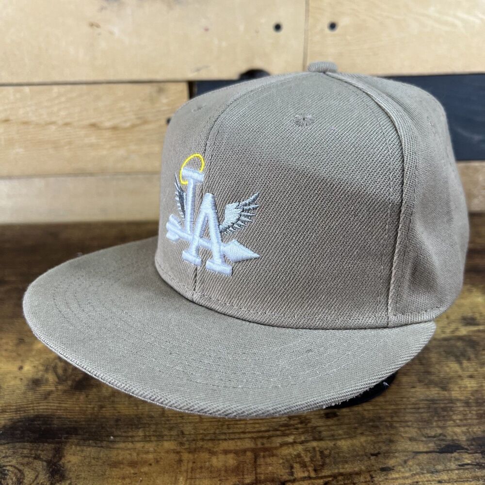 LA Los Angeles Embroidered Brown Baseball Cap Trucker SnapBack Adjustable Hat